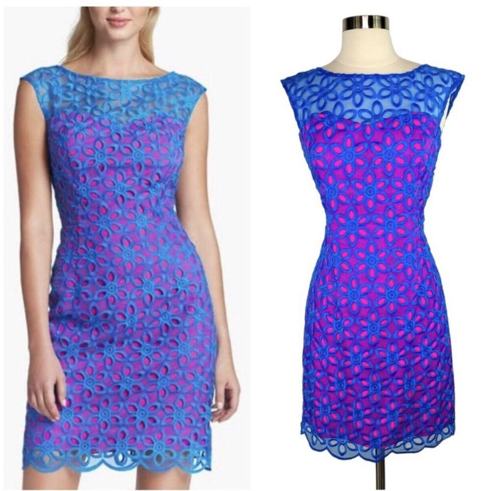 Lilly Pulitzer Selina sheath dress embroidered lace overlay Size 6